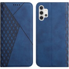 Seashell Digital Sonbahar Anti Geometrik Desen Manyetik Deri Telefon Kılıfı Samsung Galaxy A32 5G/M32 5g-Blue Için Stand Cüzdan Kapağı (Yurt Dışından)