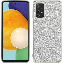 Parlak Pullar Tasarım Kaplamalı Tpu Frame+Pc Damgaya Dayanıklı Hibrit Kabuk Kılıfı Samsung Galaxy A32 5G/M32 5g-Sılver (Yurt Dışından)