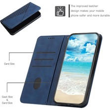 Seashell Digital Sonbahar Anti Geometrik Desen Manyetik Deri Telefon Kılıfı Samsung Galaxy A32 5G/M32 5g-Blue Için Stand Cüzdan Kapağı (Yurt Dışından)