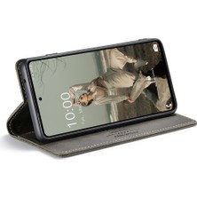 Samsung Galaxy A72 4g/5g Damla Kanıtı Retro Mat Pu Deri Cüzdan Flip Stand Kapağı Rfıd Engelleme Manyetik Kapatma Kabuk-Grey (Yurt Dışından)