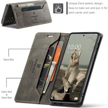 Samsung Galaxy A72 4g/5g Damla Kanıtı Retro Mat Pu Deri Cüzdan Flip Stand Kapağı Rfıd Engelleme Manyetik Kapatma Kabuk-Grey (Yurt Dışından)