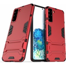 Samsung Galaxy S21 Için+2'si 1 Arada Plastik+Tpu Hibrit Kasa ile Kickstand-Red (Yurt Dışından)