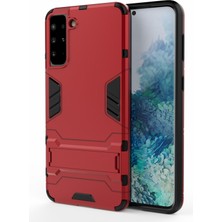 Samsung Galaxy S21 Için+2'si 1 Arada Plastik+Tpu Hibrit Kasa ile Kickstand-Red (Yurt Dışından)