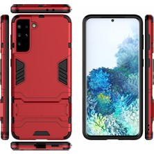 Samsung Galaxy S21 Için+2'si 1 Arada Plastik+Tpu Hibrit Kasa ile Kickstand-Red (Yurt Dışından)