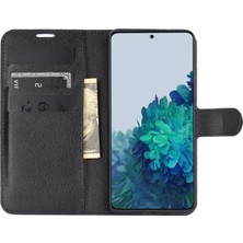 Litchi Doku Deri Telefon Koruyucu Kapak Samsung Galaxy S21+5G-BLACK Için Cüzdan Stand Tasarımı (Yurt Dışından)