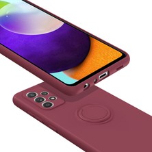 Seashell Digital Samsung Galaxy A72 4g/5g-Wine Kırmızı Için Sıvı ve Ring Tutucu Kickstand ile Sıvı Silikon Telefon Kılıfı Koruyucu Kapak (Yurt Dışından)