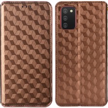 Seashell Digital Samsung Galaxy A02S (166.5X75.9X9.2MM) Izleme Rhombus Pu Deri Cüzdan Telefon Kılıfı Stand Kabuk-Kahverengi (Yurt Dışından)