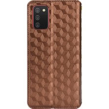 Seashell Digital Samsung Galaxy A02S (166.5X75.9X9.2MM) Izleme Rhombus Pu Deri Cüzdan Telefon Kılıfı Stand Kabuk-Kahverengi (Yurt Dışından)