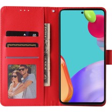 Seashell Digital Samsung Galaxy A52 4G/5G/A52S 5g Stand Cüzdan Pu Deri Deri Telefon Kapağı Yumuşak Iç Tpu Kası-Kırmı (Yurt Dışından)