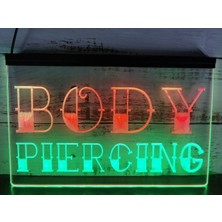 Ganbao Yeşil ve Kırmızı 30X20CM Body Pirsing Dövme Mağazası Yenı Çift Renkli LED Neon Burcu (Yurt Dışından)