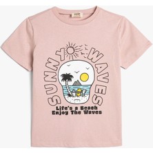 Koton Tişört Kısa Kollu Bisiklet Yaka Kuru Kafa Baskılı Pamuklu