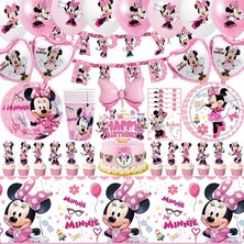 Ganbao 6 Adet Çanta Minnie Mouse Parti Malzemeleri Çocuk Kız Bebek Banyo Doğum Günü Partisi Dekorasyon Için Banner Masa Örtüsü Bardak Tabakları ile 8 Misafir Hizmet Vermektedir (Yurt Dışından)