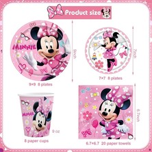 Ganbao 6 Adet Çanta Minnie Mouse Parti Malzemeleri Çocuk Kız Bebek Banyo Doğum Günü Partisi Dekorasyon Için Banner Masa Örtüsü Bardak Tabakları ile 8 Misafir Hizmet Vermektedir (Yurt Dışından)