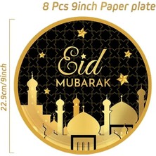 Ganbao 8 Adet 9 Inç Plaka Eid Mubarak Kağıt Tabak Bardak Peçeteler 2023 Ramazan Kareem Dekorasyon Müslüman Islam Festivali Parti Malzemeleri Eid Al Kurban Hediyeleri (Yurt Dışından)