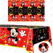 Ganbao Banner Disney Mickey Mouse Doğum Günü Partisi Dekorasyon Mickey Masa Örtüsü Tek Kullanımlık Sofra Plaka Masa Örtüsü Afiş Çocuk Parti Malzemeleri (Yurt Dışından)