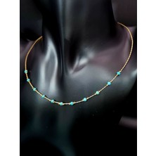 Doğal Taş Dünyası Doğal Turkuaz Taşı Kolye Aaa Kalite El Yapımı