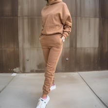 Ceyss Design Oversize Iki Iplik Şardonlu Beli Lastikli Kadın Eşofman Takımı