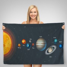 Ne Verelim Size Güneş Sistemi ve Gezegenler Eğitici Kanvas Duvar Örtüsü Halısı Eğitici Uzay Çocuk Odası 5396