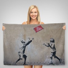 Ne Verelim Size Banksy Stencil'in Top Oyunları Yok Isimli Eseri Kanvas Duvar ÖRTÜSÜ-HALISI-5006