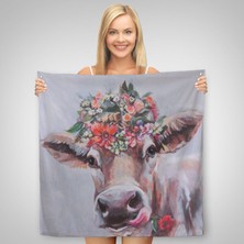 Ne Verelim Size Çiçek Taçlı Güzel Yayla Ineği Kanvas Duvar ÖRTÜSÜ-HALISI-5878