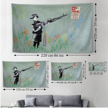 Ne Verelim Size Bansky'nin Makineli Tüfekli Çocuk Isimli Eseri Kanvas Duvar Örtüsü-Halısı, No PARKING-5008