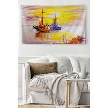 Ne Verelim Size Duvar Örtüsü Denizdeki Yelkenliler Yağlıboya Görünümlü Kanvas Duvar HALISI-3997