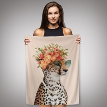 Ne Verelim Size Kokoş Çıta, Çiçek Taçlı Sosyetik Çita Duvar Örtüsü - Halısı -6049