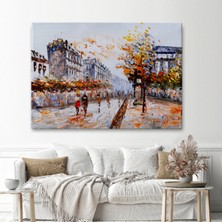Ne Verelim Size Paris Sokakları Yağlıboya Görünüm Dekoratif Kanvas Duvar Tablosu-3483