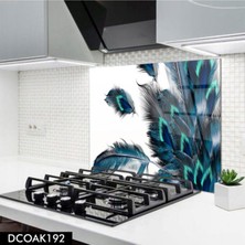 Cam Ocak Arkası Koruyucu | Kuş Tüyü Desenli