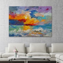 Ne Verelim Size Denizde Gün Batımı Yağlıboya Görünüm Dekoratif Kanvas Duvar Tablosu-3525