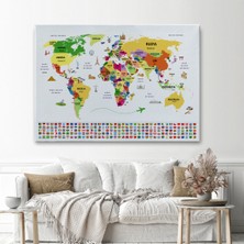 Ne Verelim Size Türkçe Dünya Haritası Ülke Bayrak ve Başkentli Kanvas Tablo 1918