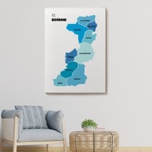Ne Verelim Size Edirne İli ve İlçeler Haritası Dekoratif Kanvas Tablo 1329