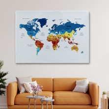 Ne Verelim Size Türkçe Dünya Haritası Dekoratif Kanvas Tablo Ülke ve Başkentli 1492