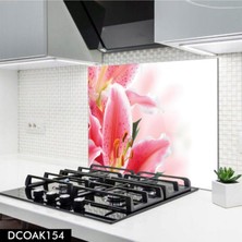 Cam Ocak Arkası Koruyucu | Çiçek Desenli