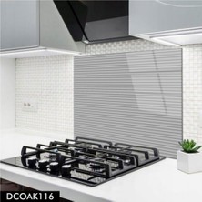Cam Ocak Arkası Koruyucu | Gri Çizgili Model