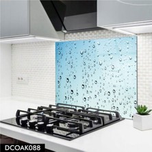 Cam Ocak Arkası Koruyucu | Su Damlası Desenli