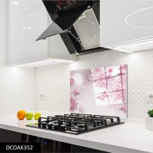 Cam Ocak Arkası Koruyucu | Çiçek