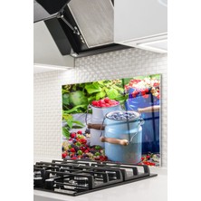 Cam Ocak Arkası Koruyucu Ankastre Arkası Koruyucu | Kırmızı Meyveler