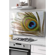 Ocak Arkası Cam Koruyucu Tezgah Ankastre Arkası Koruyucu | Kuş Tüyü Desenli