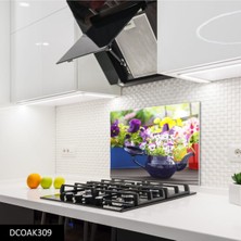 Cam Ocak Arkası Koruyucu | Çiçek