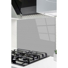 Cam Ocak Arkası Koruyucu Ankastre Arkası Koruyucu Gri Çizgili