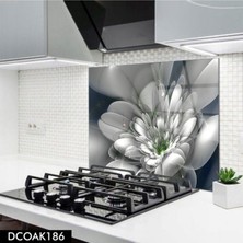 Cam Ocak Arkası Koruyucu | Çiçek Desenli
