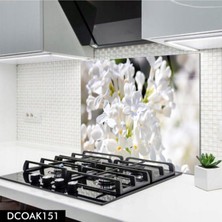 Cam Ocak Arkası Koruyucu | Çiçek Desenli