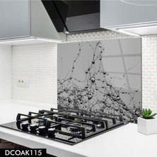 Cam Ocak Arkası Koruyucu | Gri Su Damlası Model