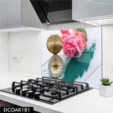 Cam Ocak Arkası Koruyucu | Çiçek Desenli