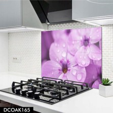 Cam Ocak Arkası Koruyucu | Çiçek Desenli