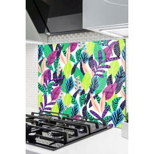 Cam Ocak Arkası Koruyucu Ankastre Arkası Koruyucu | Renkli Yaprak