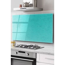 Ocak Arkası Cam Koruyucu Tezgah Ankastre Arkası Koruyucu | Mavi Duvar Desenli