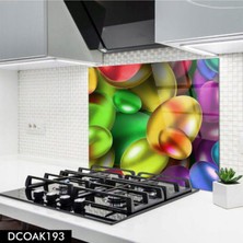 Cam Ocak Arkası Koruyucu | Renkli Yumurta Desenli