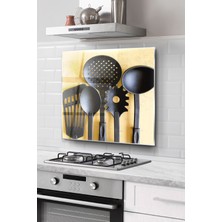 Ocak Arkası Cam Koruyucu Tezgah Ankastre Arkası Koruyucu | Kepçe Desenli